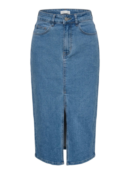 Gonna in Denim Midi con Spacco Frontale