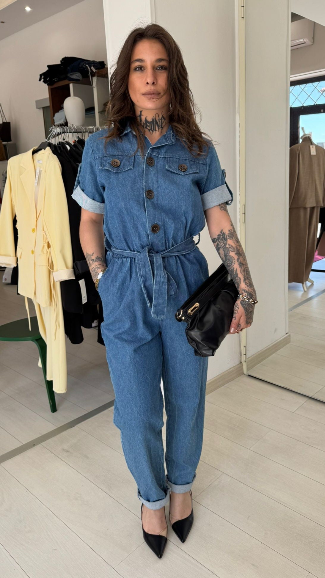 Tuta Jumpsuit in Denim con Cintura – Stile Urban & Chic
