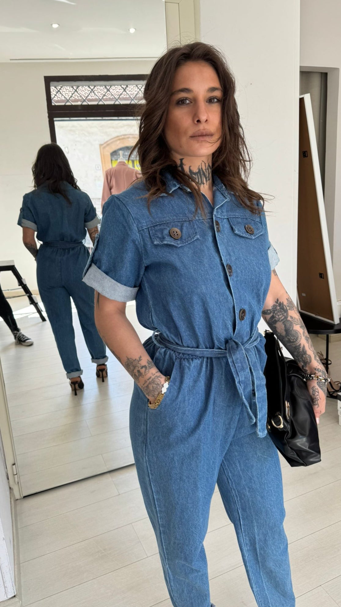 Tuta Jumpsuit in Denim con Cintura – Stile Urban & Chic